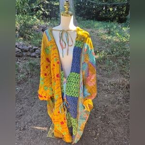 Kantha Bae Handmade Bohemian Festival Hippie Colorful Patchwork Kimono